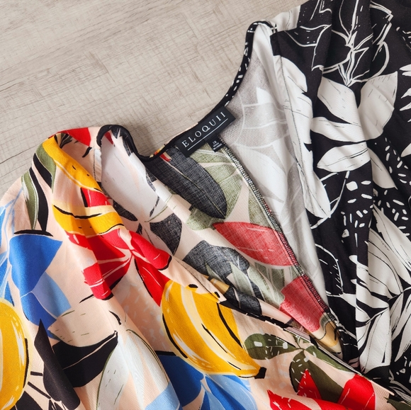 Eloquii Mixed Print Wrap Dress | Size 28 - Picture 8 of 8